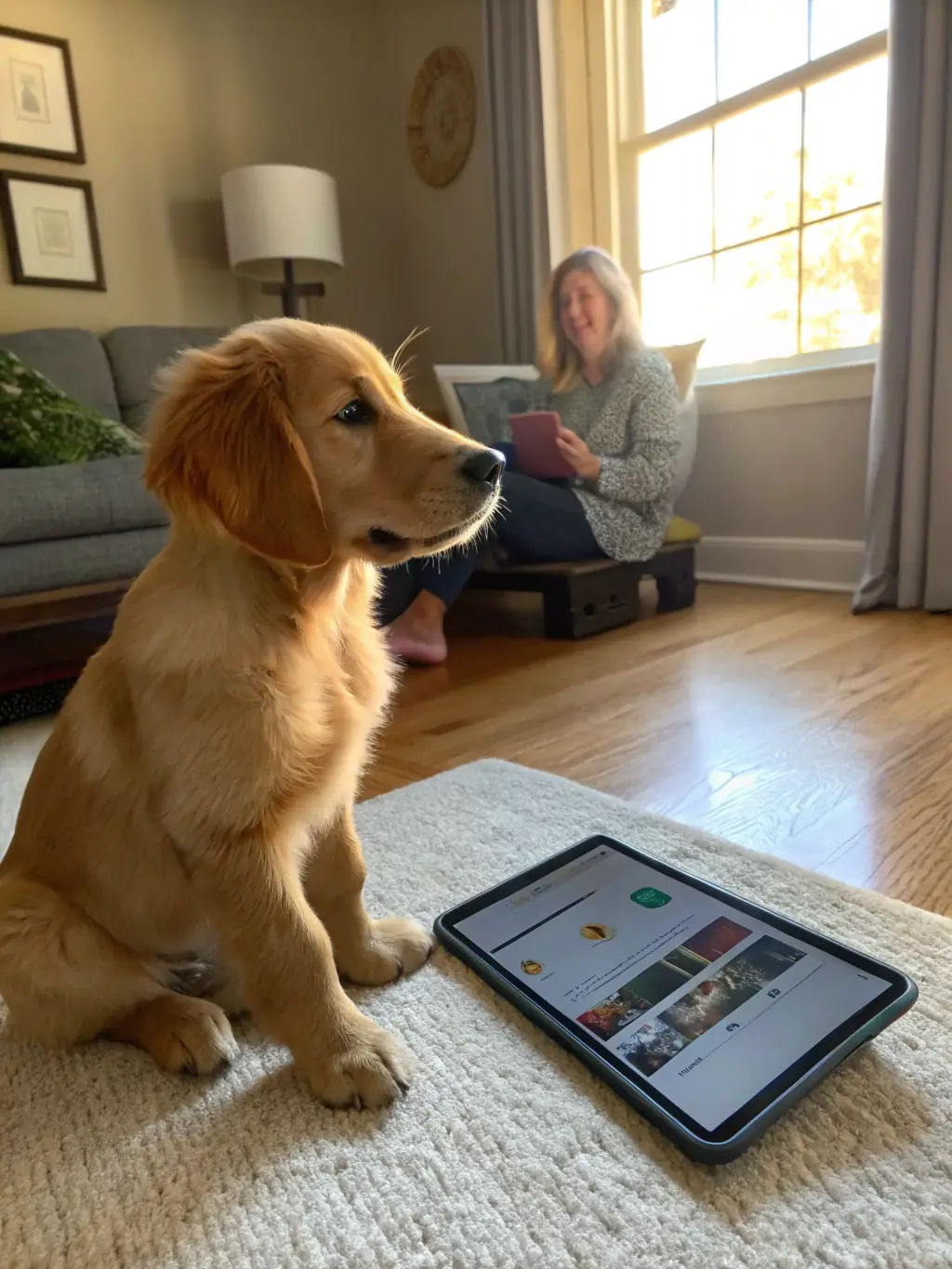 A golden retriever wearing a blue collar sits happily next to a laptop displaying the Embrace Pet Insurance logo, symbolizing comprehensive coverage.