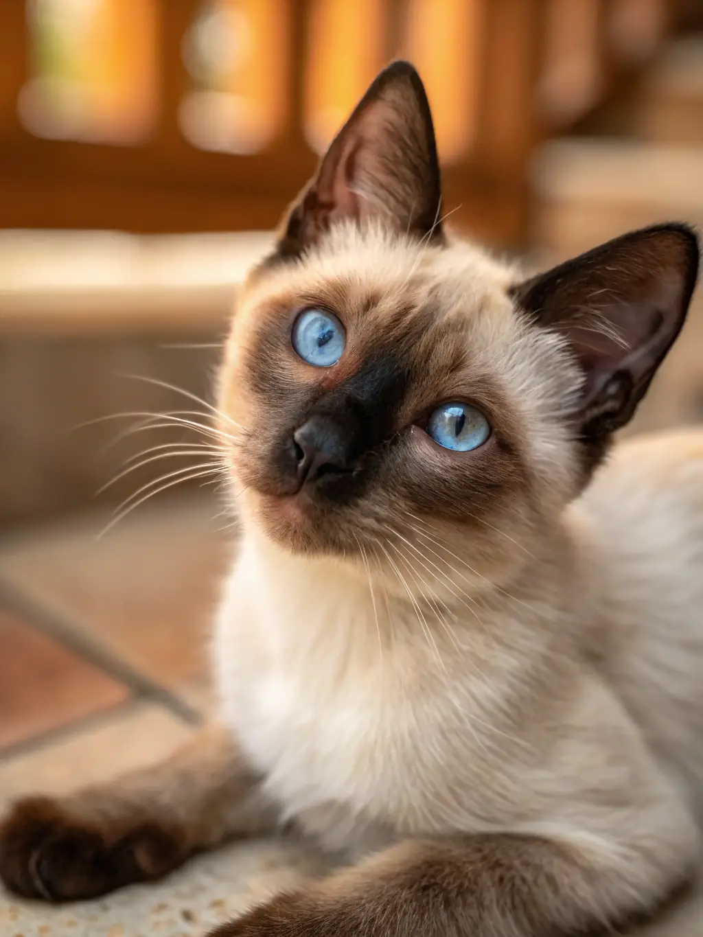 A Siamese cat is perched regally on a cushion, with the Pets Best Pet Health Insurance logo subtly integrated into the cushion's design, representing affordable and customizable plans.